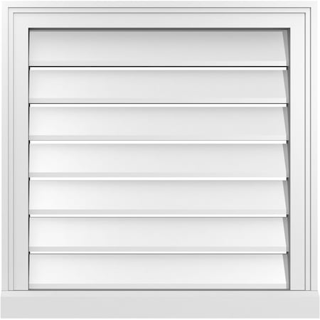 Ekena Millwork Vertical Surface Mount PVC Gable Vent: Functional, w/ 2"W x 2"P Brickmould Sill Frame, 24"W x 24"H GVPVE24X2403SF